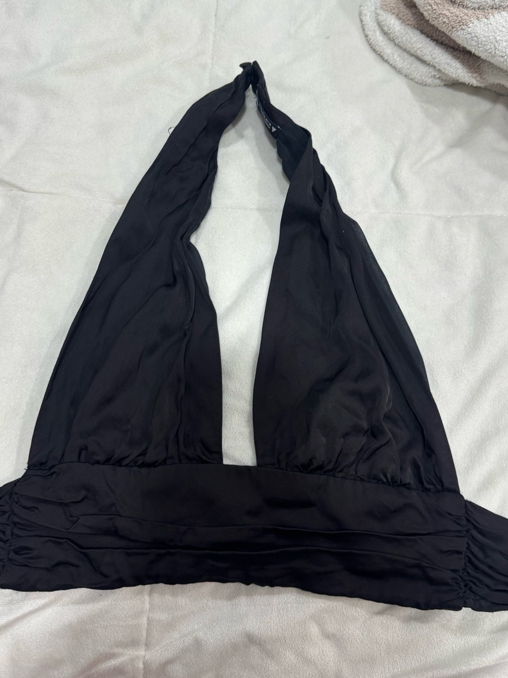 Zara Black satin tie back Halter Top